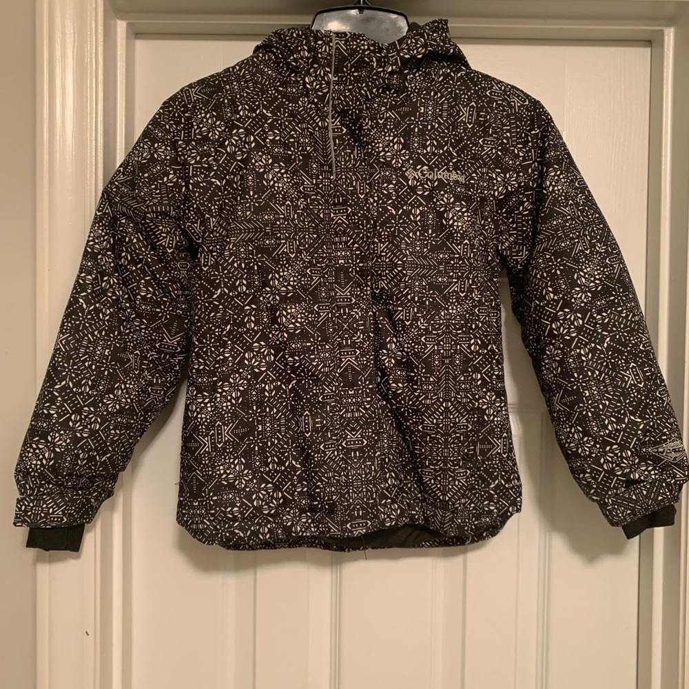 Columbia Kids Black and White Patterned Puffer Jacket Size Medium